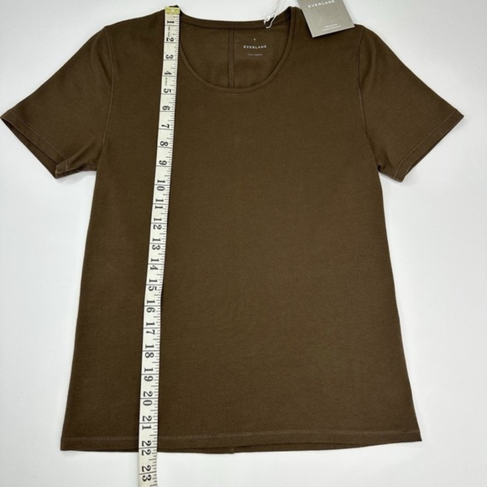 Everlane Womens Supima Cotton Scoopneck Tee Cocoa Brown Short Sleeve Small NWT - Picture 9 of 11